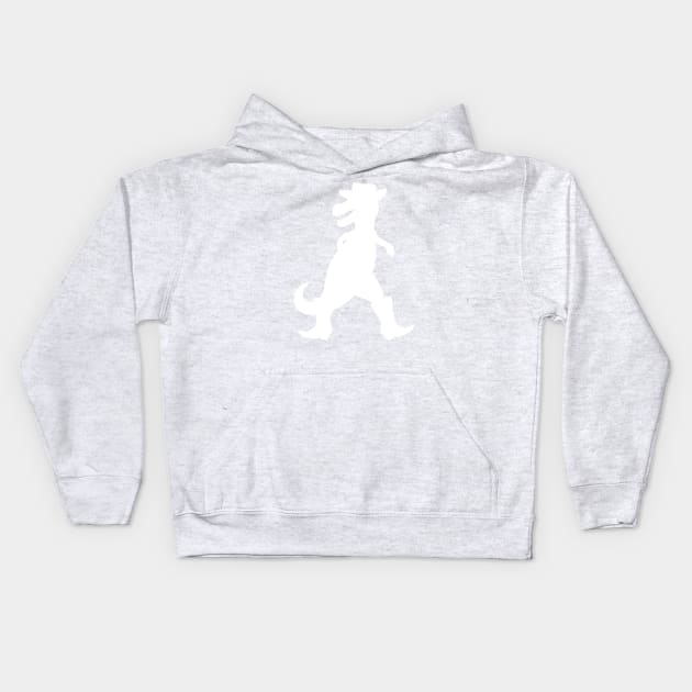 Cowboy T-Rex (white) Kids Hoodie by schlag.art